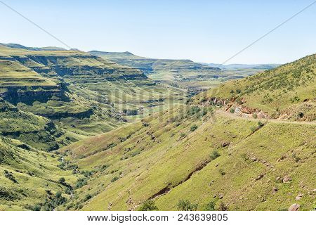 The Pot River Pass In The Eastern Cape Province Is Visible Against The Slope Of The Mountain To The 
