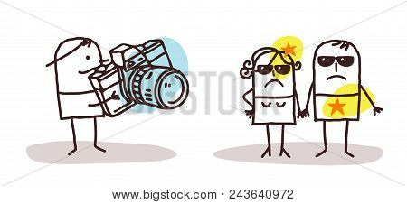 Vector Cartoon Chatacters -  Paparazzi And Star People