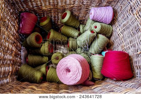 Traditional Wool Reels Of The British Waving And Textile Industry.