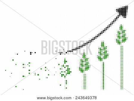 Dispersed Wheat Growing Chart Dot Vector Icon With Wind Effect. Rectangular Elements Are Composed In