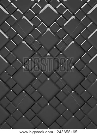 Grey Metal Glossy Tile Texture / Background. Modern, Shiny And Stylish Style 3d Rendering.