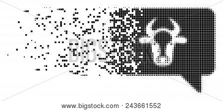 Fractured Cow Message Dotted Vector Icon With Wind Effect. Rectangle Items Are Combined Into Dispers