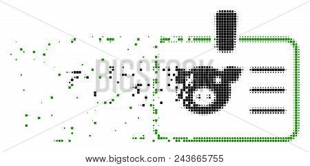 Dissolved Pig Badge Dot Vector Icon With Erosion Effect. Rectangular Fragments Are Composed Into Dam