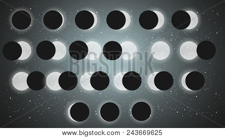 Moom Phases Vector Illustration Design Astrology Set. Lunar Cycle Symbol.