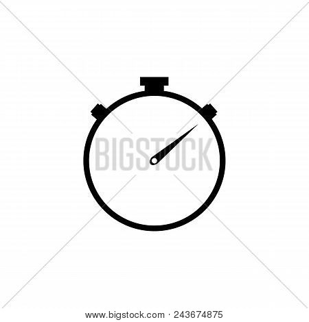 Stopwatch Icon Flat Black Minute Illustration Finish