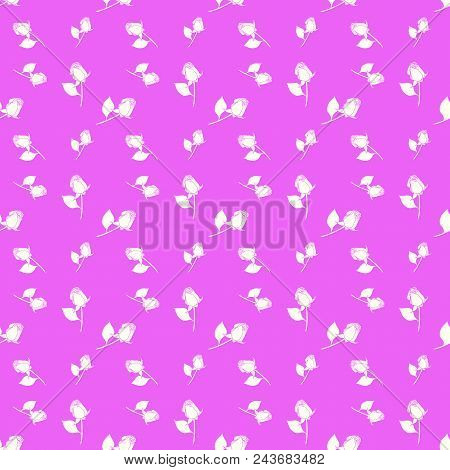 Roses Seamless Vector Geometric Monochromatic Background - Pattern For Continuous Replicate On Pink 