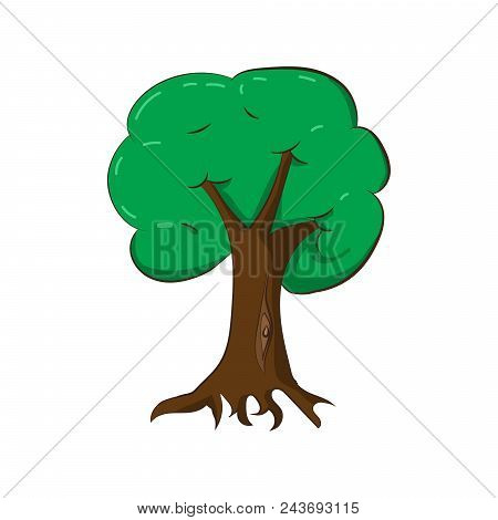 Vector Illustration Of A Green Tree. Natural Illustration.