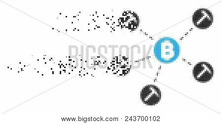 Dispersed Bitcoin Mining Pool Dotted Vector Icon With Erosion Effect. Rectangle Elements Are Grouped
