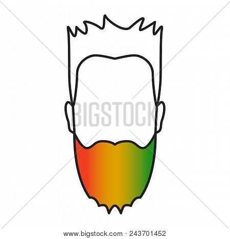Man With Colored Beard, Male Head With Colorful Face Fungus Style, Multicolor Treated Beard, Guy Cro