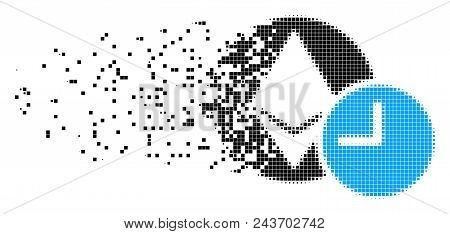 Dissolved Ethereum Credit Clock Dotted Vector Icon With Wind Effect. Rectangular Points Are Combined