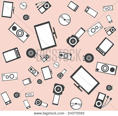 Textura de fondo electrónico de muchos vectores de objetos