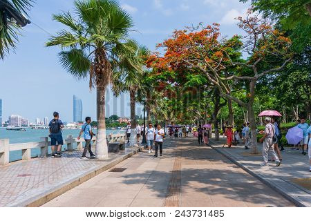 Tourist Walking At Street In Gulangyu Island