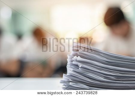 Exam Answer Sheet Or Application Paper Blurry View On Table In Examination Room With Blur Education 