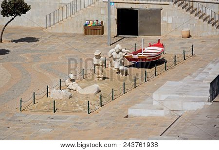 Albufeira, Portugal - June 10, 2017 - Elevated View Of The Fishing Family Monument (monumento Dos Pe