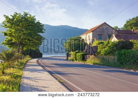 Sharp Turn Of Road. View Of Adriatic Highway (jadranska Magistrala) Running Along The Coast Of Bay O