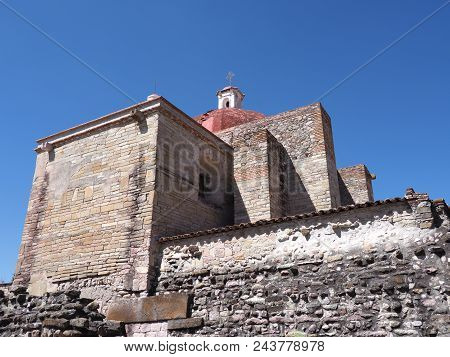 Part Of San Pedro Church In Mitla City Important Archeological Site Of Zapotec Culture In Oaxaca Sta