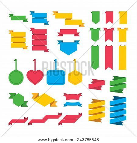 Banners, Stickers, Labels, Ribbons Flat Vector Icons Set