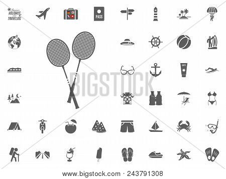 Badminton Icon. Summer Holidays And Traveling Vector Icons Set
