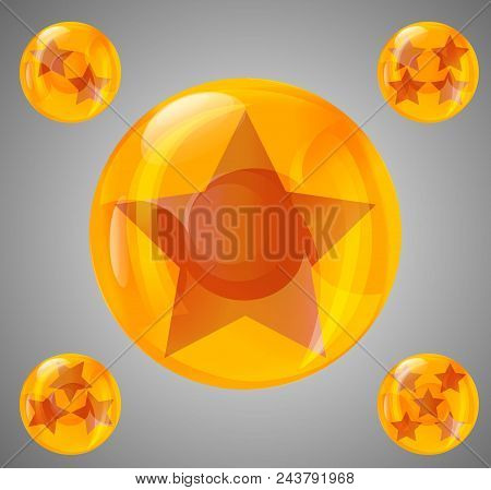 A Set Of Five Glossy Balls With Stars From One To Five Stars
