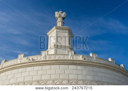 Lettering On Top Of The Monument Tropaeum Traiani, Built To Commemorate Roman Emperor Trajan's Victo