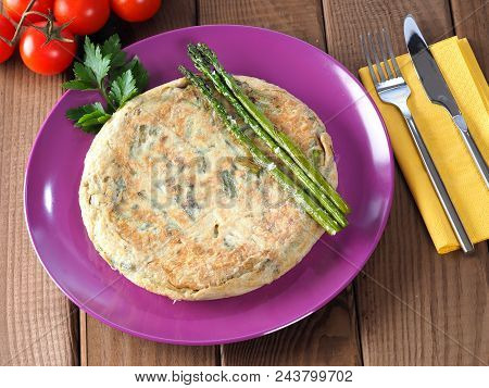 Asparagus Omelette.  Asparagus Is A Spring Vegetable. Very Appreciated And Good For A Healthy Diet, 