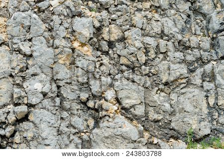 Textured Stone Background Rubble Ballast In Natural Form In The Rock Wall.