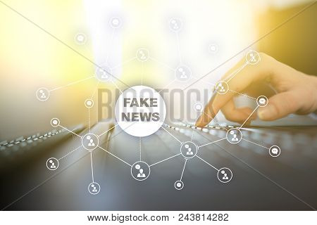 Fake News Warning On The Virtual Screen
