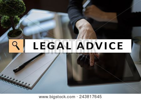 Legal Advice Ext On Virtual Screen. Consulting. Attorney At Law. Lawyer, Business And Finance Concep