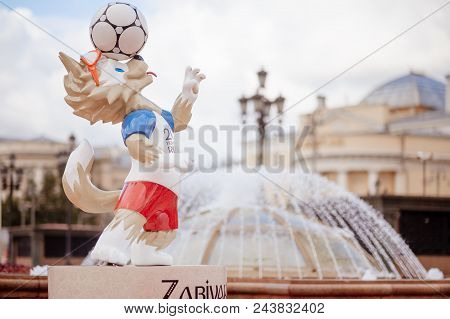 Moscow, Russia. May 31, 2018 The Official Mascot Of The 2018 Fifa World Cup And The Fifa Confederati