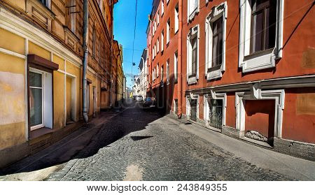 Panorama Of Repin Street On Vasilievsky Island In Saint-petersburg