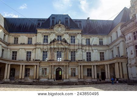 Loir-et-cher, France - June 09, 2014: Beautiful Classical Facade Of The Royal Castle In Blois, Franc