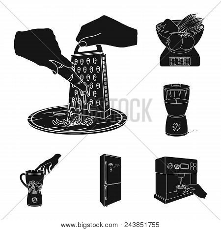 Cooking Food Black Icons In Set Collection For Design. Kitchen, Equipment And Tools Vector Symbol St