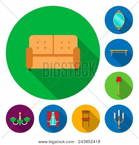 Furniture And Interior Flat Icons In Set Collection For Design.home Furniture Vector Symbol Stock  I