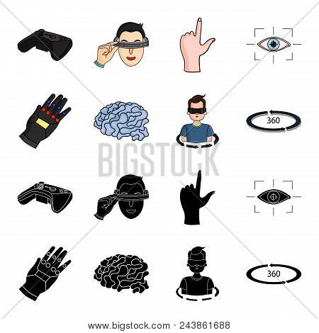 Technology, Innovation, Man, Complemented .virtual Reality Set Collection Icons In Black, Cartoon St