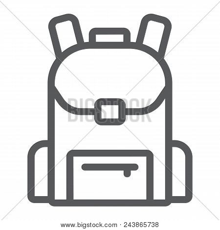 School Bag Line Icon, School And Education, Backpack Sign Vector Graphics, A Linear Pattern On A Whi