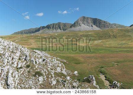 cultivated field under Moraca Mountain in Montenegro 