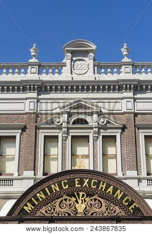 Ballarat, Victoria, Australia, 12th March 2018 - Facade Of The Mining Exchange Building In The City 