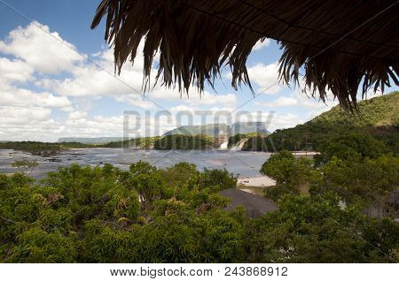 Giant Waterfall At Canaima Location In Venezuela