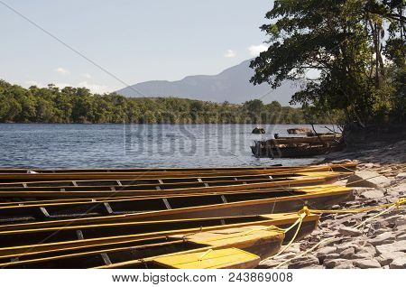 Canoe Near River At Canaima National Park. Venezuela