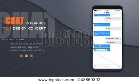 Chat Interface Application With Dialogue Window. Clean Mobile Ui Design Concept. Sms Messenger. Flat