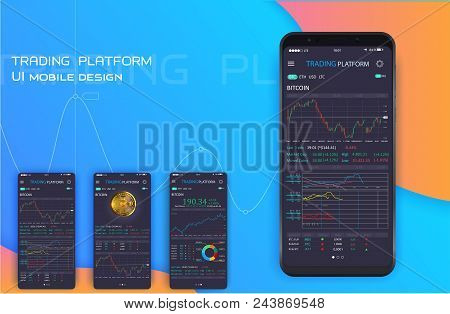 Trade Exchange App On Phone Screen. Mobile Banking Cryptocurrency Ui. Online Stock Trading Interface