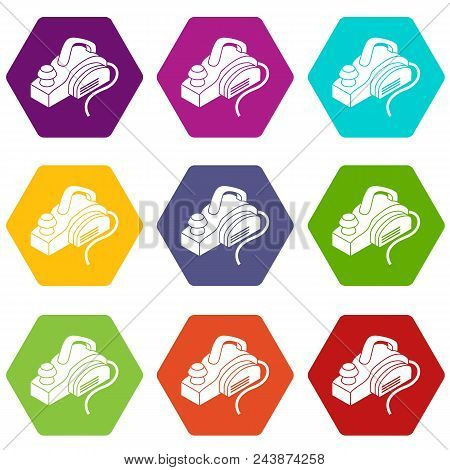 Hand Power Tool Icons 9 Set Coloful Isolated On White For Web