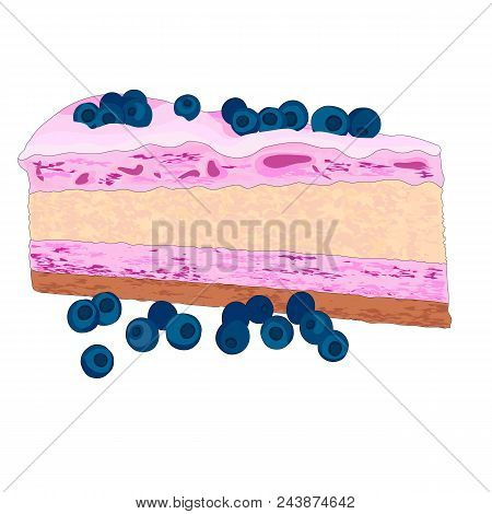 Isolated Illustration Of A Blueberry And Cream Cake