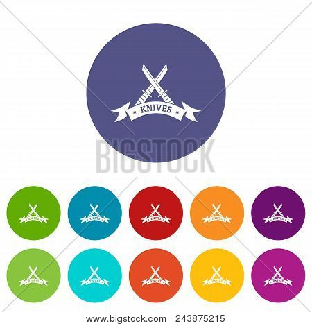 Knive Shop Icons Color Set Vector For Any Web Design On White Background