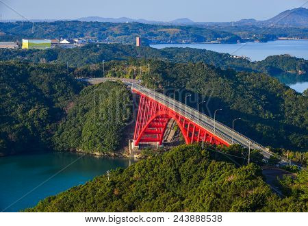 Red Bridge In Matsusaka, Japan