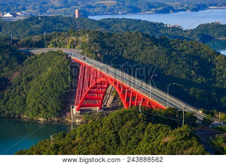 Red Bridge In Matsusaka, Japan