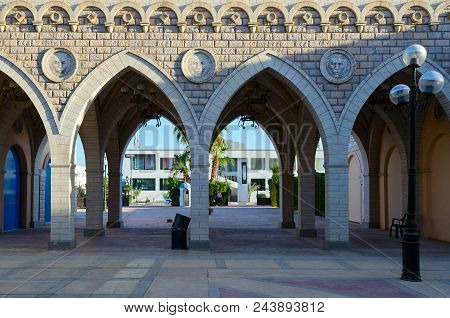 Sharm El Sheikh, Egypt - May 12, 2018: Architecture Of Business And Shopping And Entertainment Distr
