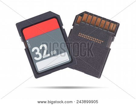 Memory Card Isolated On White Background - 32 Gigabyte