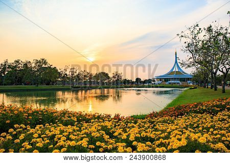 Bangkok, Thailand. - April 22, 2018 : Ratchamangkhala Pavilion At Public Park Name Suan Luang Rama I
