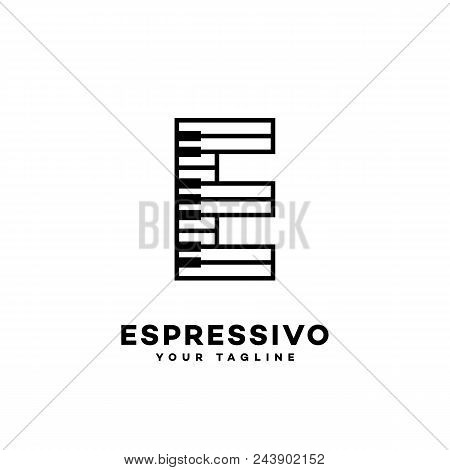 Espressivo Logo Template Design With Stylized Letter E In Outline Style. Vector Illustration.